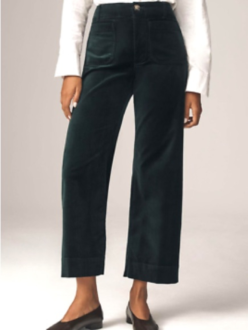 Maeve Colette Cropped Wide Leg Velvet Pants